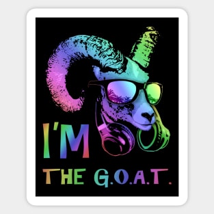 I'm The GOAT Cool and Funny Music Animal with Headphones and Sunglasses. Sticker